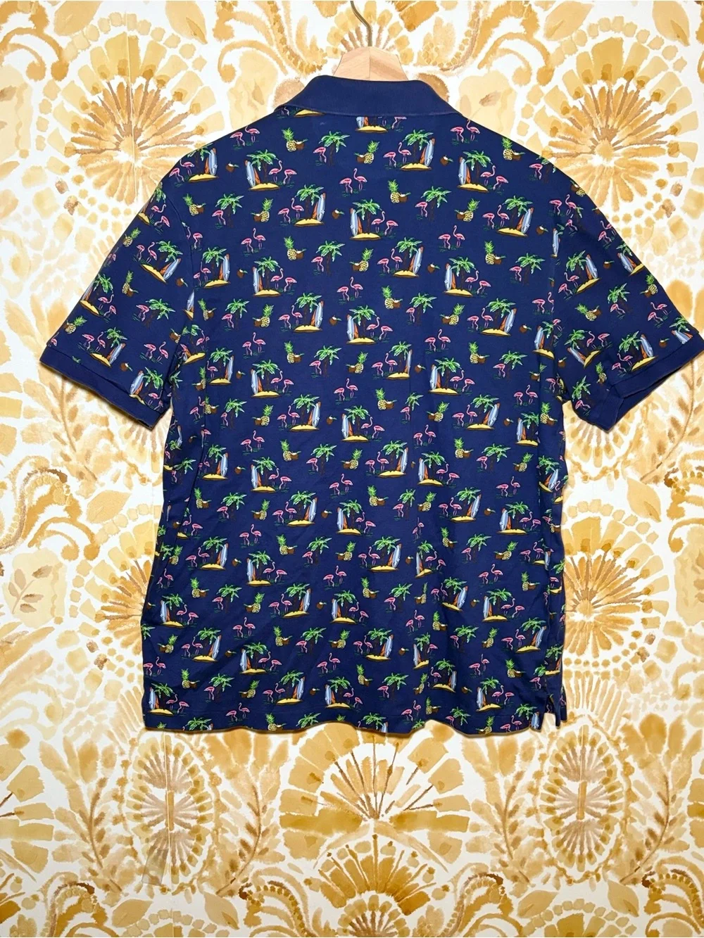 Polo Ralph Lauren Tropical Print Polo Shirt Flamingo Palm Tree Island Golf